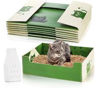 SOUJOY 8 Pcs Disposable Cat Litter Tray, Travel Litter Box with Scoop, 37.5×29.5×12 cm Double Layer Waterproof Litter Tray for Cats Small Pets