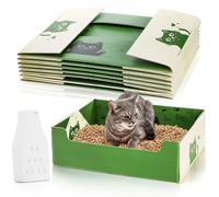 SOUJOY 8 Pcs Disposable Litter Boxes for Cats, Travel Litter Box with Scoop, Double Layer Waterproof Litter Tray for Cats Small Pets, 14.8 x 11.6 x 4.7inch