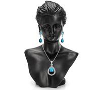 SOUJOY Jewelry Display Stand, Bust Mannequin Earring Stand, Black Resin Pendant, Boutique Display Holder Organizer for Show Jewelry, Necklace, Earrings