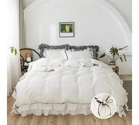 SOUKACH Ruffled Bedding Bow Duvet Cover Set with Butterfly Tie Soft Brushed Microfiber Shabby Chic Bedding Set with Zipper Closure