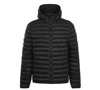 Soul Cal Mens Micro Bubble Jacket Zipped Hooded Lightweight Black Extra Sml