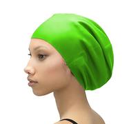 SOUL CAP - Large Swimming Cap for Long Hair - Designed for Long Hair, Dreadlocks, Weaves, Hair Extensions, Braids, Curls & Afros - Women & Men - Silicone (XL, Neon Green)