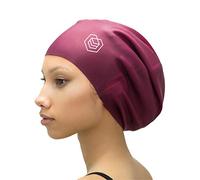 SOUL CAP - Large Swimming Cap for Long Hair - Designed for Long Hair, Dreadlocks, Weaves, Hair Extensions, Braids, Curls & Afros - Women & Men - Silicone (Burgundy, XL)