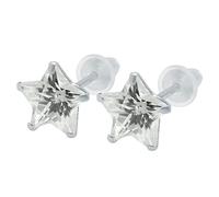 Soul-Cats® 1 pair of stud earrings with star-Crystal and 925 Sterling Silver Earrings rhinestone, color: white