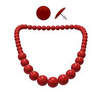 Soul-Cats® 1 pearl necklace + 1 pair of stud earrings round SET, Color: red