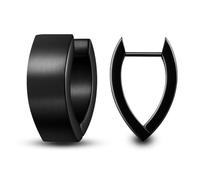 Soul-Cats Black Hoop Earrings for Women Stainless Steel V Shape 16mm Modern