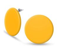 Soul-Cats Bright Colourful Disc Stud Earrings Matte Round 35 mm Party Jewellery