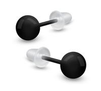 Soul-Cats Ceramic Stud Earrings 6mm Ball Pearl - Multicoloured, Unisex, with Silicone Clasp, Lightweight & Skin Friendly, 6 mm, Ceramic, No Gemstone