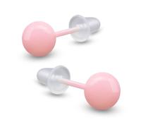 Soul-Cats Ceramic Stud Earrings 6mm Ball Pearl - Multicoloured, Unisex, with Silicone Clasp, Lightweight & Skin Friendly, 6 mm, Ceramic, No Gemstone