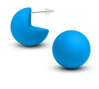 Soul-Cats Colourful Stud Earrings Made of Matte Plastic Diameter 20 mm for Women Cute Earrings in Ball Design, Acrylic