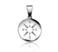 Soul-Cats Compass Pendant Stainless Steel with Wind Rose in Gold, Silver or Black, with Stainless Steel Curb Chain or Leather Chain for Men and Women, Stainless Steel