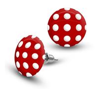 Soul-Cats Cute Polka Dot Stud Earrings Women's Red White Black, 15 x 17 mm, Stainless Steel, No Gemstone