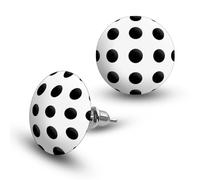 Soul-Cats Cute Polka Dot Stud Earrings Women's Red White Black, 15 x 17 mm, Stainless Steel, No Gemstone