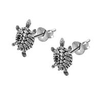 Soul-Cats Genuine 925 silver turtle pendant with chain and matching ear studs, Silver