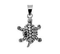 Soul-Cats Genuine 925 silver turtle pendant with chain and matching ear studs, Sterling Silver