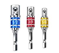 Soul-Cats Magnetic Socket Adapter Set (3 Pieces) | 1/4 inch, 3/8 inch, 1/2 inch Square to Hexagon | Colour Coded & Robust | Impact Wrench Accessories for Cordless Screwdrivers & Ratchet