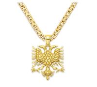 Soul-Cats Necklace with Albanian Double Eagle Made of 316L Stainless Steel Crest Chain, Hand Polished in Silver or Gold, Various Chains & Lengths 55-70 cm, Gift Boxed, Kettenlänge: 60 cm, Stainless
