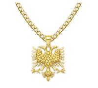 Soul-Cats Necklace with Albanian Double Eagle Made of 316L Stainless Steel Crest Chain, Hand Polished in Silver or Gold, Various Chains & Lengths 55-70 cm, Gift Boxed, Kettenlänge: 60 cm, Stainless