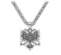 Soul-Cats Necklace with Albanian Double Eagle Made of 316L Stainless Steel Crest Chain, Hand Polished in Silver or Gold, Various Chains & Lengths 55-70 cm, Gift Boxed, Kettenlänge: 60 cm, Stainless