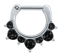 Soul-Cats® Piercing Septum Nose Ring Nose Nipples Clicker Strass White Black red, Black Color