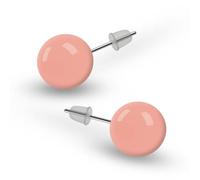 Soul-Cats Round Ball Stud Earrings Red Black White Pink Yellow Blue Green Grey Turquoise, Acrylic, metal