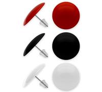 Soul-Cats Set of 3 round Earstuds in black red and white, made of acryl and stainless steel, Ø 20 mm