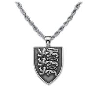 Soul-Cats Three Lions England 316L Stainless Steel Crest Chain Necklace Hand Polished Silver or Gold Various Chains & Lengths 55-70 cm Gift Boxed, Kettenlänge: 60 cm, Stainless Steel