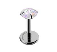 Soul-Cats Titanium G23 Labret Piercing with Cubic Zirconia - Internally Threaded Round Hypoallergenic 2/3/4/5mm Medical Jewellery for Lip, Ear & Body Piercing - Colours White & Rainbow, 5 mm, Plastic