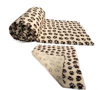 SOUL DESTINY Cream Brown Paws High-Grade Vet Bedding NON-SLIP 30mm THICK ROLL WHELPING FLEECE DOG PUPPY PRO BED