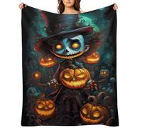 SOUL FLEX Custom Halloween Blanket, Personalized Flannel Blanket Halloween Throw Blanket for Sofa Couch Room Bed, for Men Women Daughter Son Kids