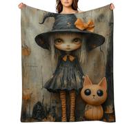 SOUL FLEX Custom Halloween Blanket, Personalized Flannel Blanket Halloween Throw Blanket for Sofa Couch Room Bed, for Men Women Daughter Son Kids
