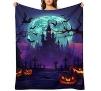 SOUL FLEX Custom Halloween Blanket, Personalized Flannel Blanket Halloween Throw Blanket for Sofa Couch Room Bed, for Men Women Daughter Son Kids