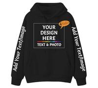 SOUL FLEX Custom Hoodie for Men & Women, Design Your Own Hoodies Personalised Sweatshirts Customised Text Logo Photo Cotton Hoodie Front Back Sleeves Print Black