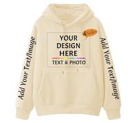 SOUL FLEX Custom Hoodie for Men & Women, Design Your Own Hoodies Personalised Sweatshirts Customised Text Logo Photo Cotton Hoodie Front Back Sleeves Print Apricot