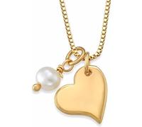 SOUL FLEX Custom Pearl Heart Necklace Personalised Sterling Silver Necklace Custom Gold Jewellery Customised Dainty Pendant Birthday Gift Ideas for Women Girl Teenage(Gift Box Included)