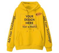 SOUL FLEX Personalised Hoodie Cotton Sweatshirt 4 Sides Print with Any Text or Logo - Custom Unisex Pullover for Men & Women - Comfortable, Durable & Stylish for Events, Workwear & Gifts Yellow