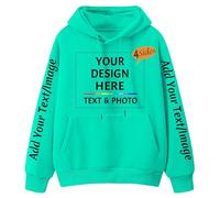 SOUL FLEX Personalised Hoodie Cotton Sweatshirt 4 Sides Print with Any Text or Logo - Custom Unisex Pullover for Men & Women - Comfortable, Durable & Stylish for Events, Workwear & Gifts Mint Green