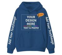 SOUL FLEX Personalised Hoodie, Custom Unisex Pullover for Men & Women, Customised Text Logo Photo Cotton Hoodie Front Back Sleeves Print