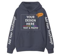 SOUL FLEX Personalised Hoodie, Custom Unisex Pullover for Men & Women, Customised Text Logo Photo Cotton Hoodie Front Back Sleeves Print Dark Gray
