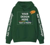 SOUL FLEX Personalised Hoodie, Custom Unisex Pullover for Men & Women, Customised Text Logo Photo Cotton Hoodie Front Back Sleeves Print Dark Green