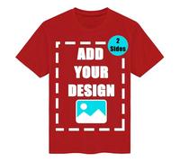 SOUL FLEX Personalised T Shirts Mens Womens Custom T Shirt Personalised Unisex Tshirt Design Your Own Photo Logo Text Customised Cotton T-Shirt Front Back Print Tee Shirt Red