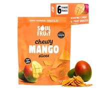 Soul Fruit Dried Mango Slices | 100% Mango | Healthy Dried Fruit Snack | No Added Sugar | High Fibre | Vegan | Gluten Free | Multipack 6 x 100g (600g)