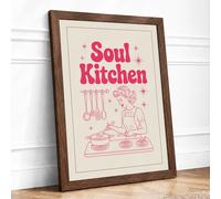 Soul Kitchen Retro Framed Wall Art Print A2 Walnut