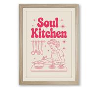 Soul Kitchen Retro Framed Wall Art Print A3 (42×29.7cm) Oak, Wall Decor for Living Room, Bedroom, Office & Home, Ready to Hang, Art Gift
