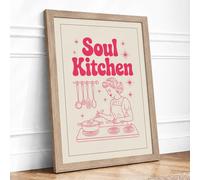 Soul Kitchen Retro Framed Wall Art Print A3 Oak