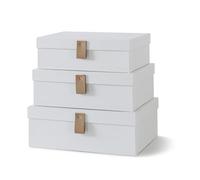 Soul & Lane Cardboard Decorative Boxes for Storage - Set of 3, Textured Set with Lids for Home Decor, Photo Storage and Memory Boxes for Keepsakes, Off-White