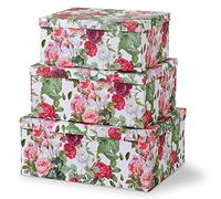 Soul & Lane Decorative Cardboard Boxes - Rose Romance: Large Gift Boxes Set with Pretty Floral Paperboard for Organising Keepsakes