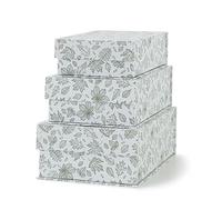 Soul & Lane Decorative Cardboard Storage Boxes, Set of 3 Light Green Floral Pattern Keepsake Boxes with Magnetic Closure, Nesting Memory Storage for Organizing and Home Décor, Blossom Harmony