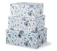 Soul & Lane Decorative Cardboard Storage Boxes with Lids for Home Decor and Organizing, Set of 3 Large Keepsake Boxes for Memories & Gifts, Nesting Floral Photo Storage Containers, Handpicked Bouquet