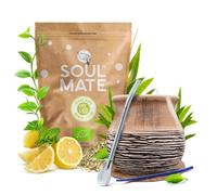 Soul Mate Yerba Mate Accessories Set 500g | Soul Mate Menta Limon 0,5kg | Organic Mate Tea | Brazilian Yerba Mate | Calabash | Bombilla | Coaster | Natural Energy Drink | Herbal Tea | Loose Leaf Tea